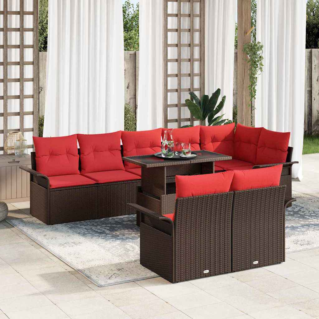vidaXL Tuin Sofa Set met kussen 9 pcs Zwart Poly riet