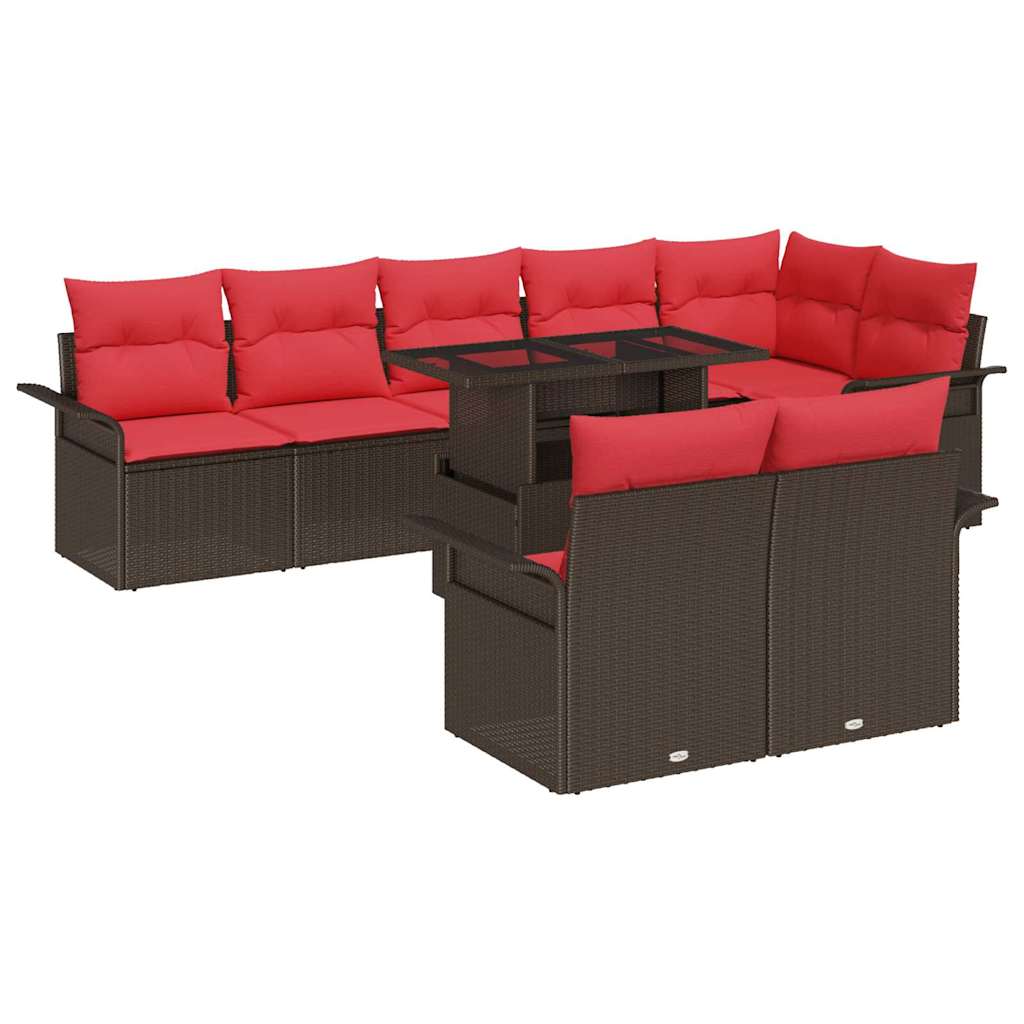 vidaXL Tuin Sofa Set met kussen 9 pcs Zwart Poly riet