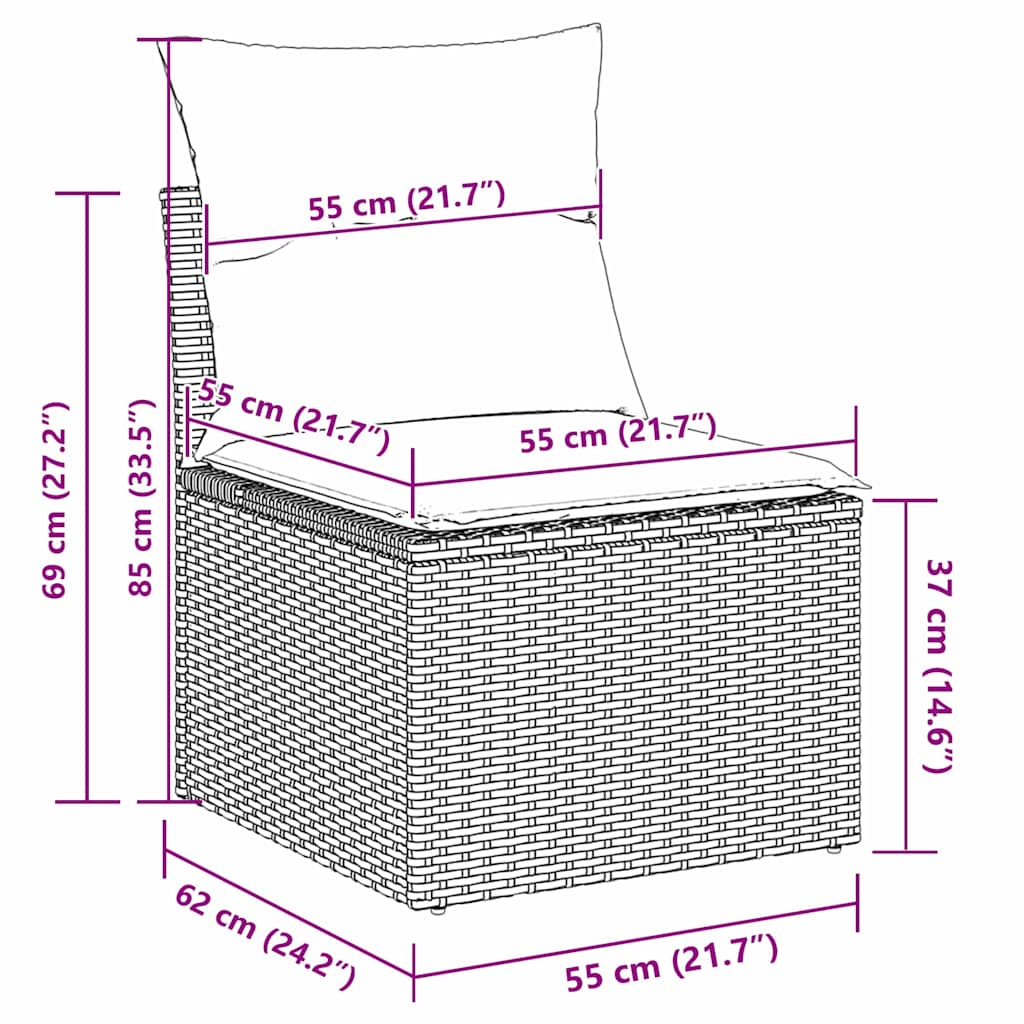 vidaXL Tuin Sofa Set 8 st Grijs poly rattan