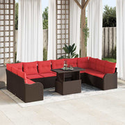 vidaXL Tuin Sofa Set met kussen 11 pcs Bruin Poly riet