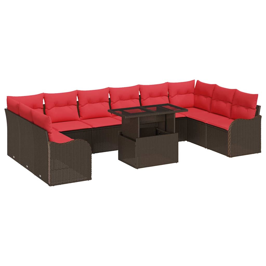 vidaXL Tuin Sofa Set met kussen 11 pcs Bruin Poly riet