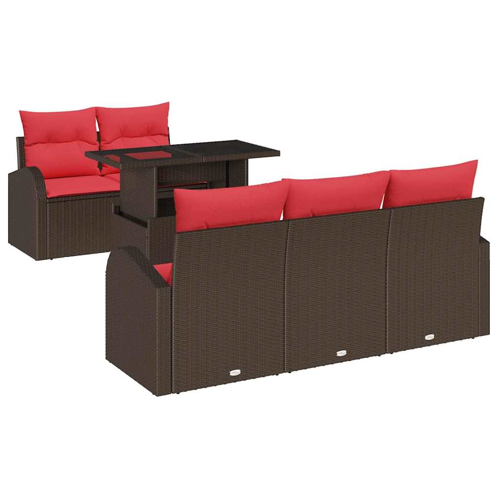 vidaXL Tuin Sofa Set met kussen 6 pcs Bruin poly rattan