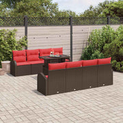 vidaXL Tuin Sofa Set met opslag 9 pcs Bruin poly rattan