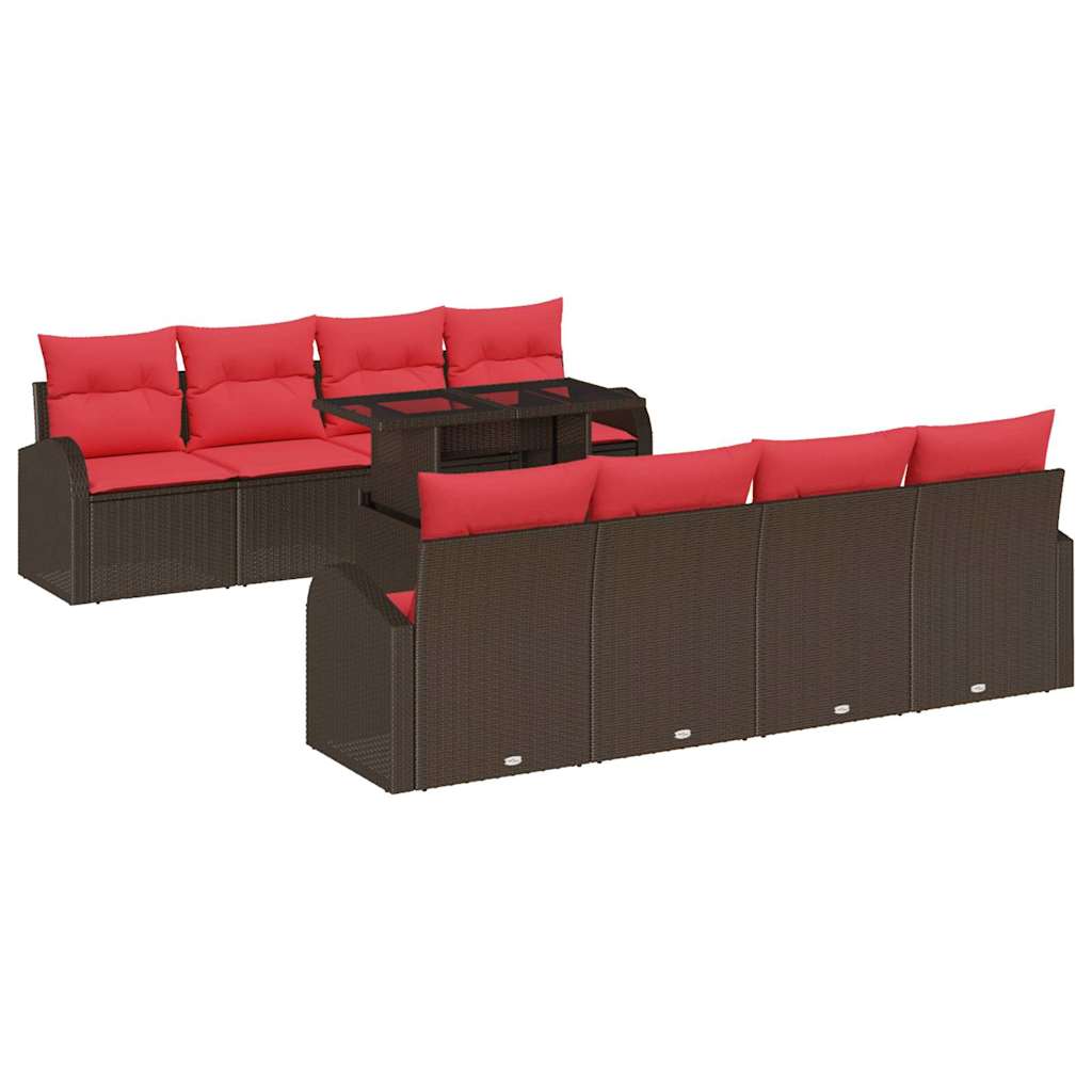 vidaXL Tuin Sofa Set met opslag 9 pcs Bruin poly rattan