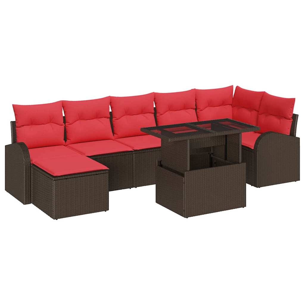 vidaXL Tuin Sofa Set met kussen 8 pcs Bruin en rood