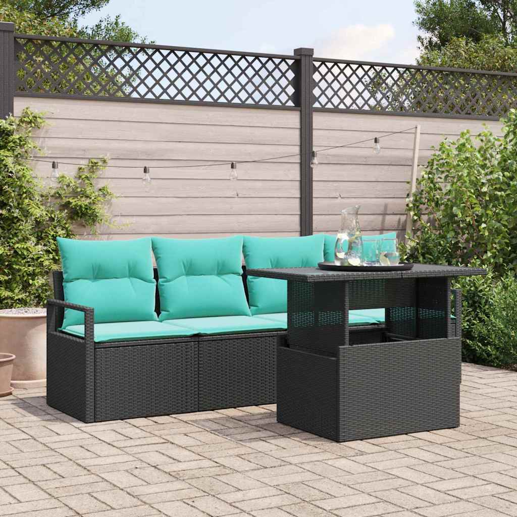 vidaXL Tuin Sofa Set met opslag 5 pcs Bruin en Rood poly rattan