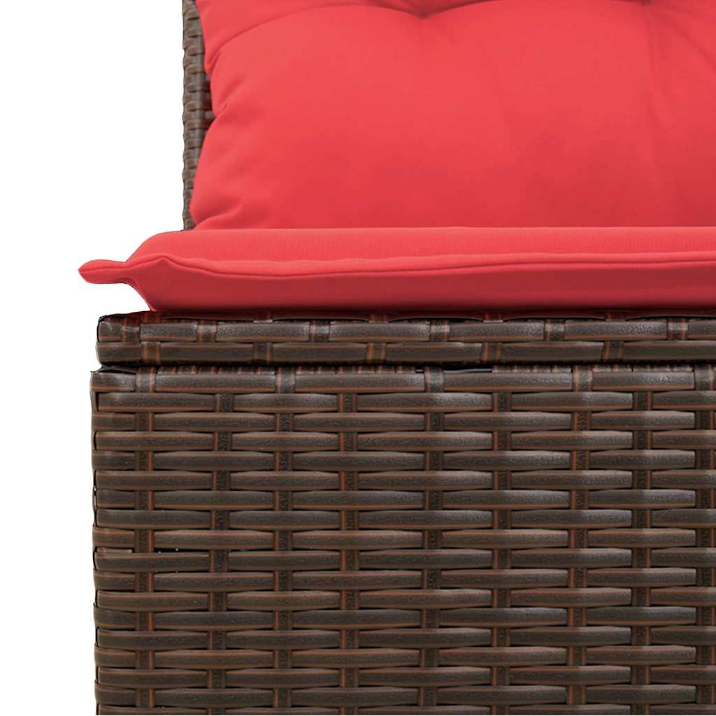vidaXL Tuin Sofa Set met opslag 8 pcs Bruin en Rood poly rattan