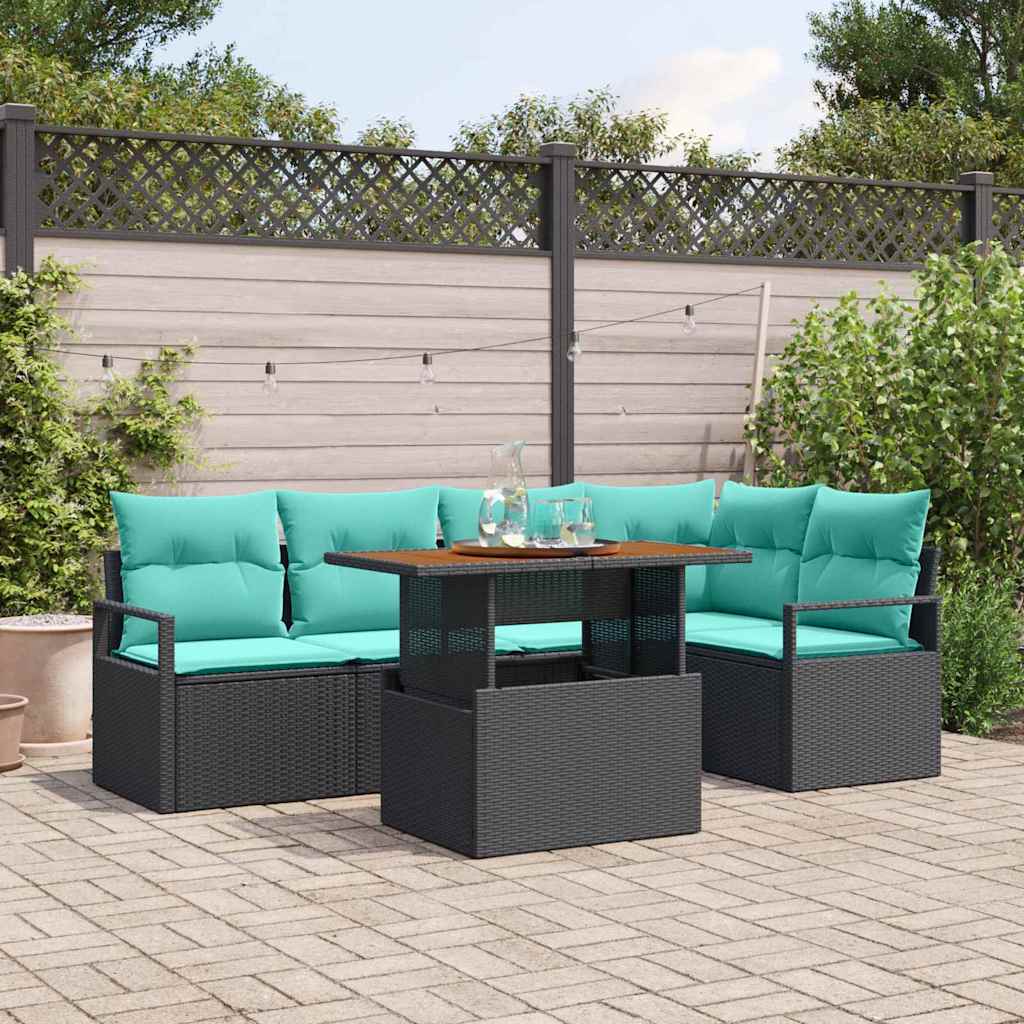 vidaXL Tuin Eetset met kussen 6 pcs Grijs en Marineblauw