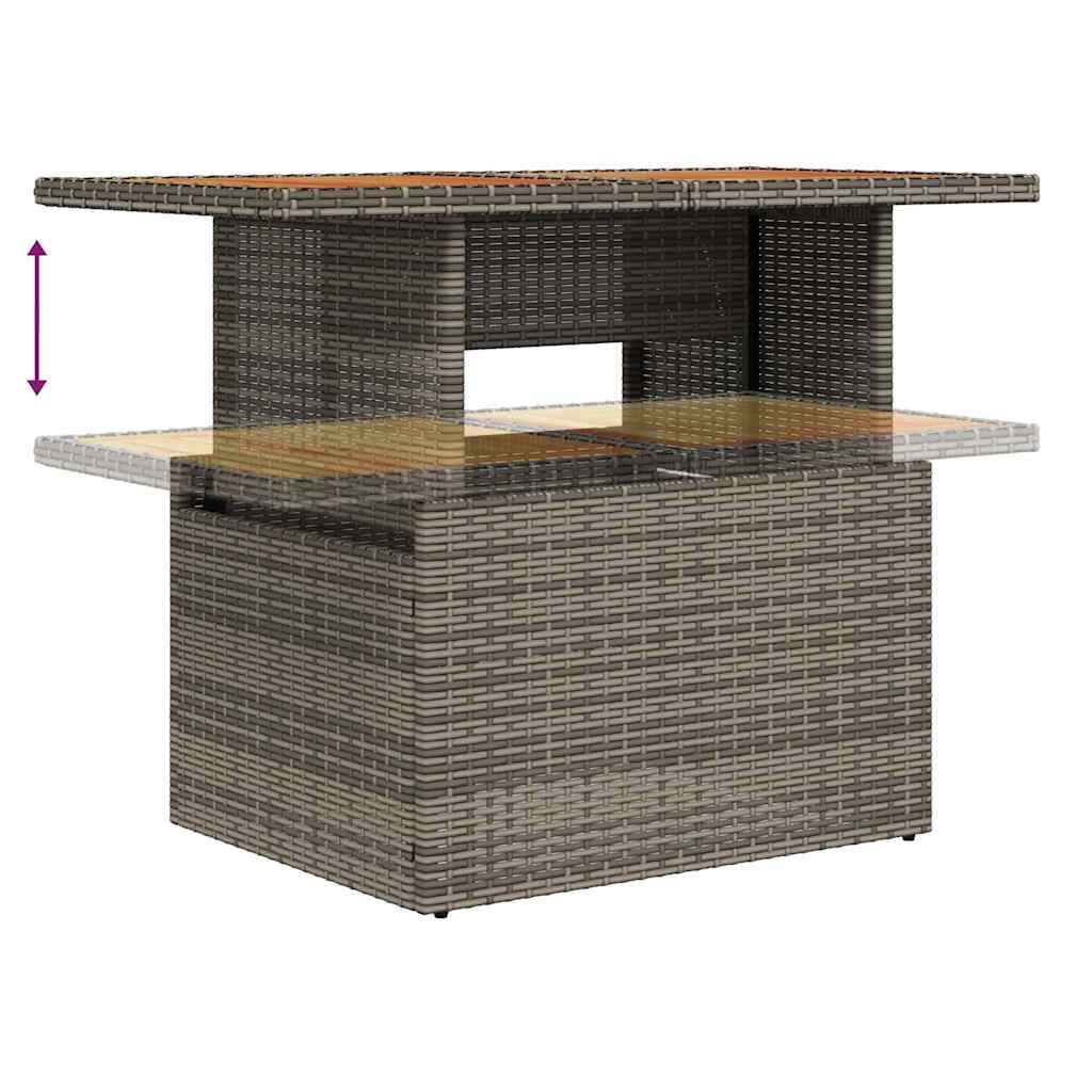vidaXL Tuin Eetset met kussen 9 pcs Grijs en Marineblauw