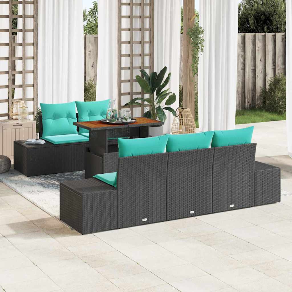 vidaXL Tuin Eetset 6 st 5-Aantal zitplaatsen Zwart en Blauwgroen