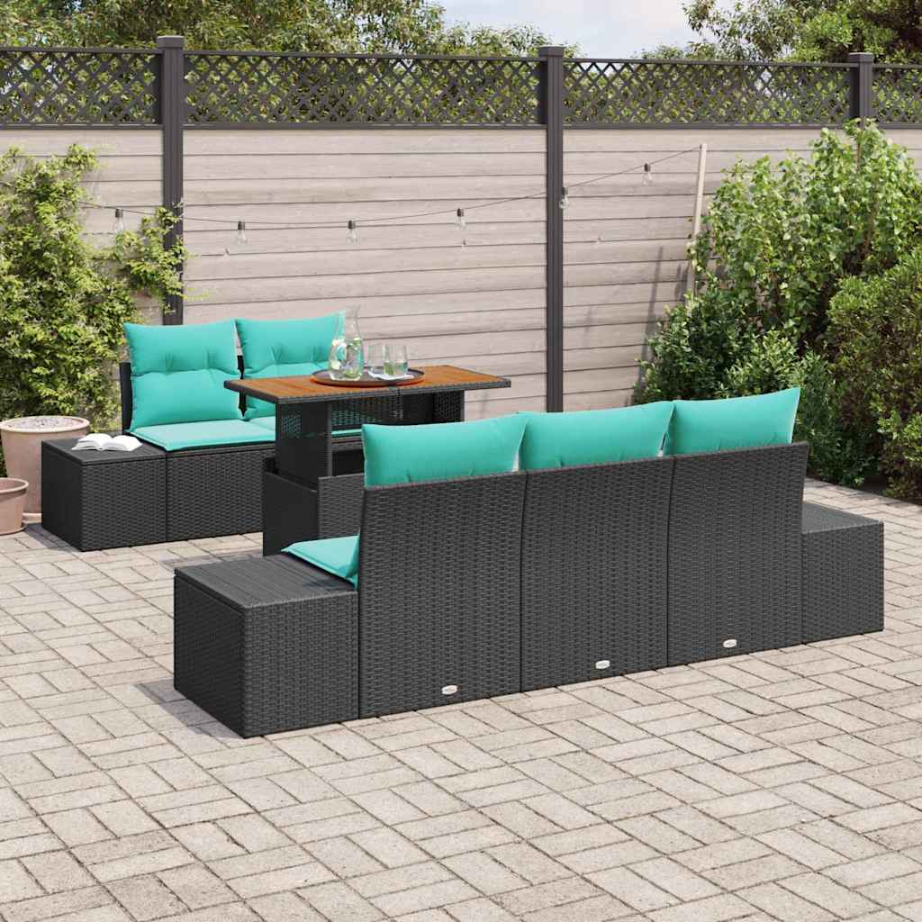 vidaXL Tuin Eetset 6 st 5-Aantal zitplaatsen Zwart en Blauwgroen