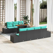 vidaXL Tuin Eetset 8 st 7-Aantal zitplaatsen Zwart en Blauwgroen