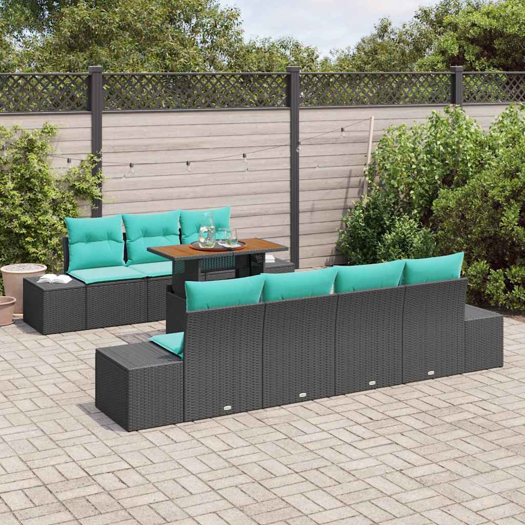 vidaXL Tuin Eetset 8 st 7-Aantal zitplaatsen Zwart en Blauwgroen