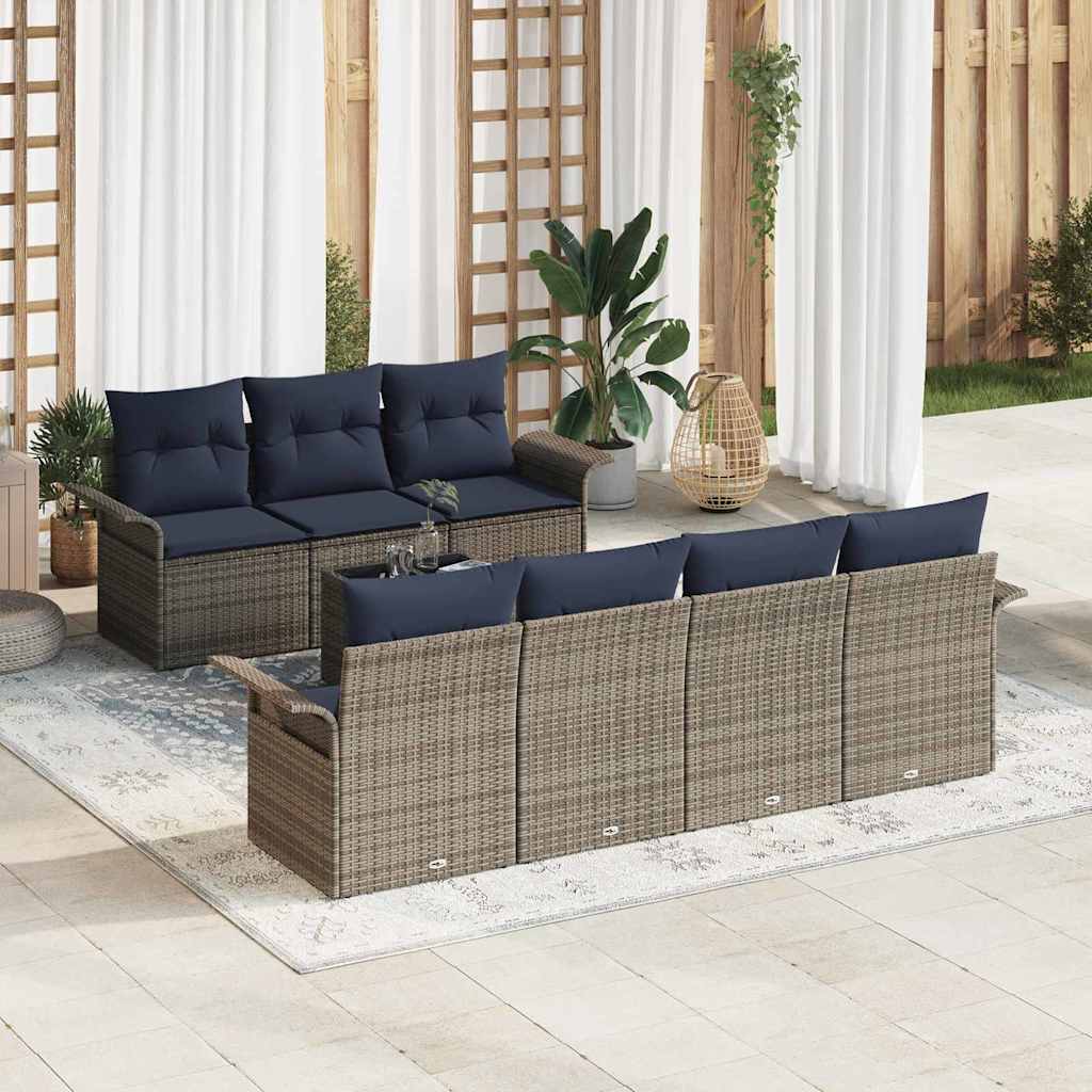 vidaXL Tuin Sofa Set met kussen 8 pcs Beige en Rood poly rattan