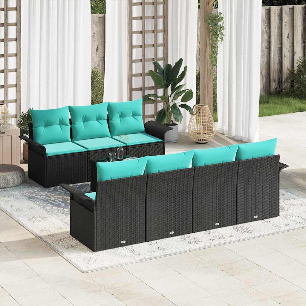vidaXL Tuin Sofa Set met kussen 8 pcs Beige en Rood poly rattan