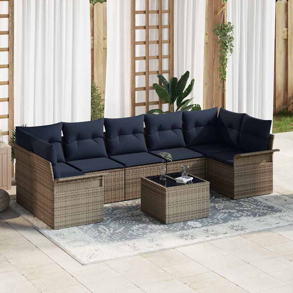 vidaXL Tuin Sofa Set met kussen 8 pcs Beige en Rood poly rattan