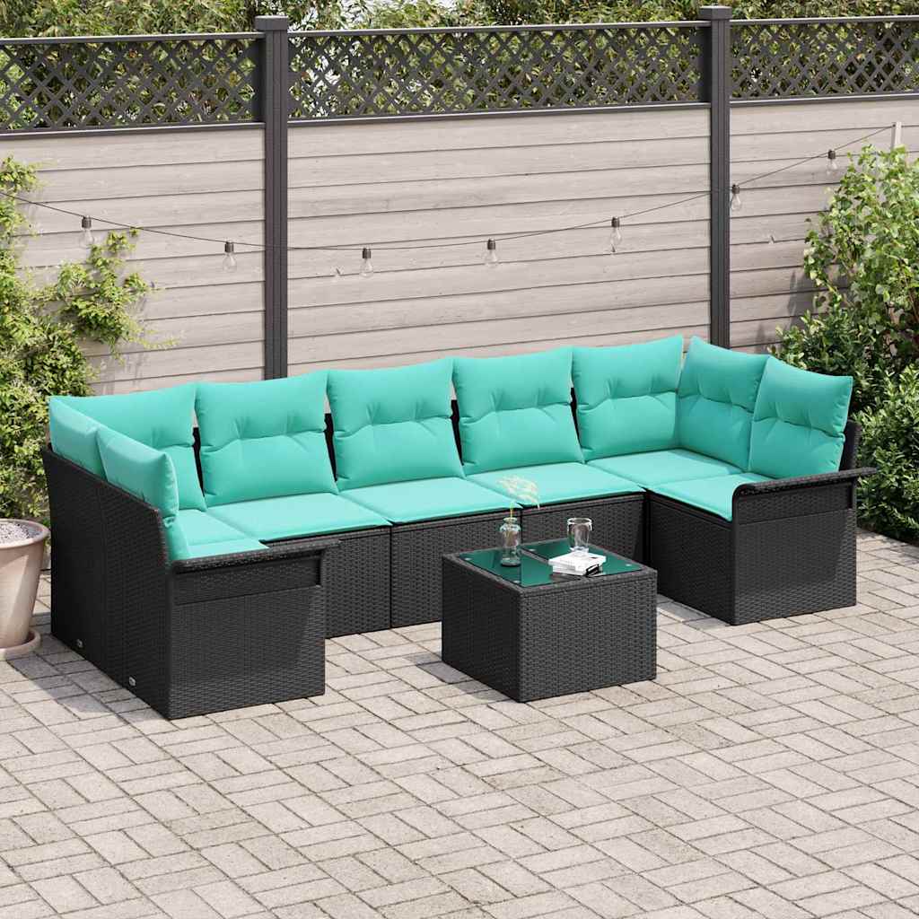 vidaXL Tuin Sofa Set met kussen 8 pcs Beige en Rood poly rattan