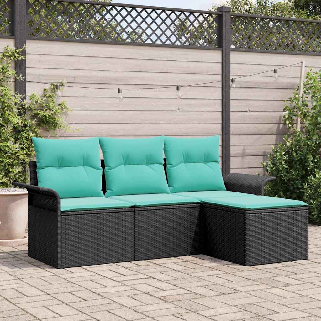 vidaXL Tuin Sofa Set met kussen met opslag 4 pcs Bruin poly rattan
