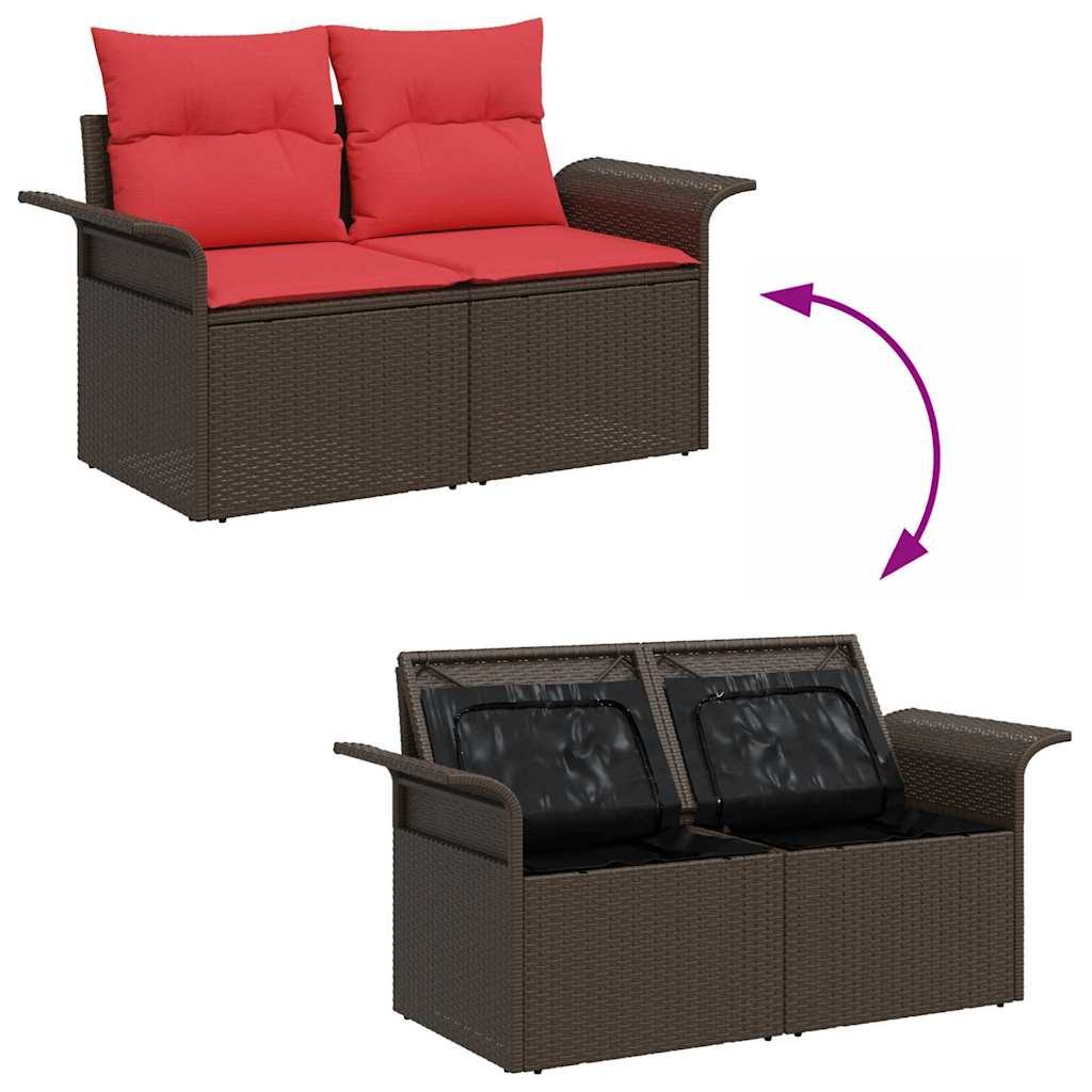 vidaXL Tuin Sofa Set met opslag 5 pcs Bruin poly rattan