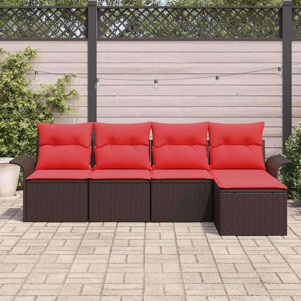vidaXL Tuin Sofa Set met opslag 5 pcs Bruin poly rattan