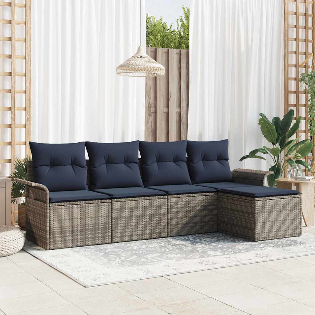 vidaXL Tuin Sofa Set met opslag 5 pcs Bruin poly rattan