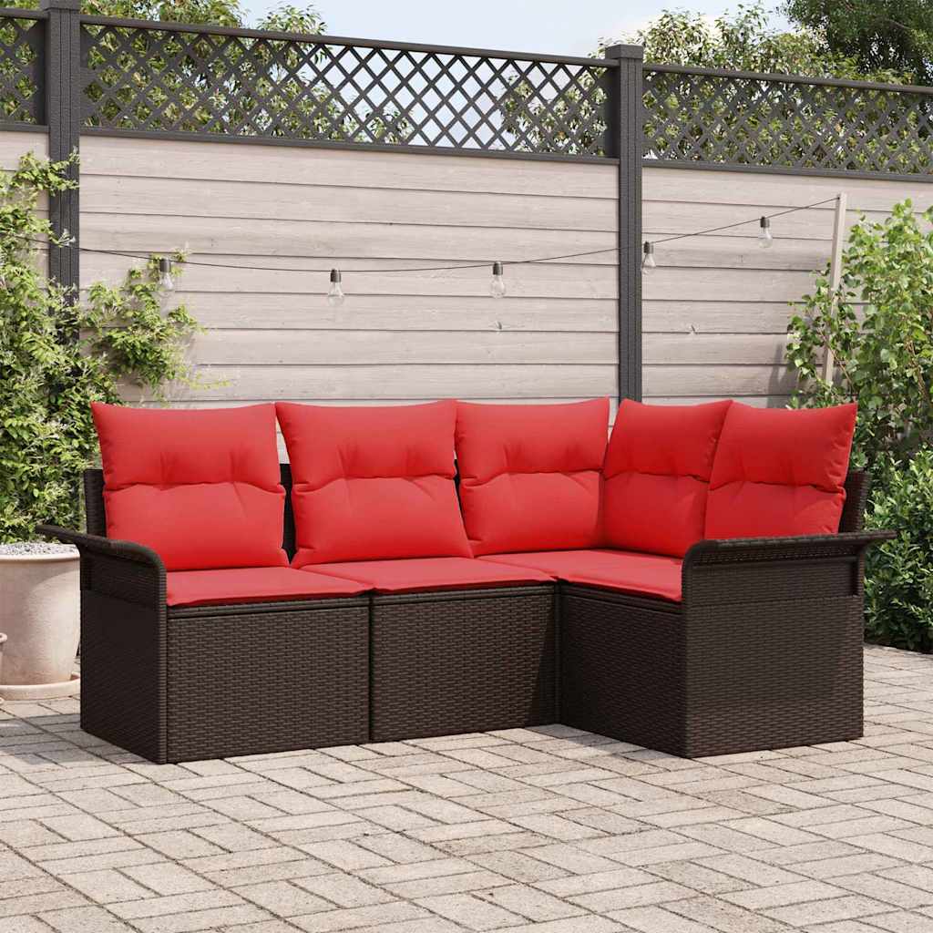 vidaXL Tuin Sofa Set met opslag 4 pcs Bruin poly rattan