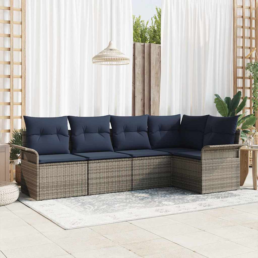 vidaXL Tuin Sofa Set met opslag 5 pcs Bruin poly rattan