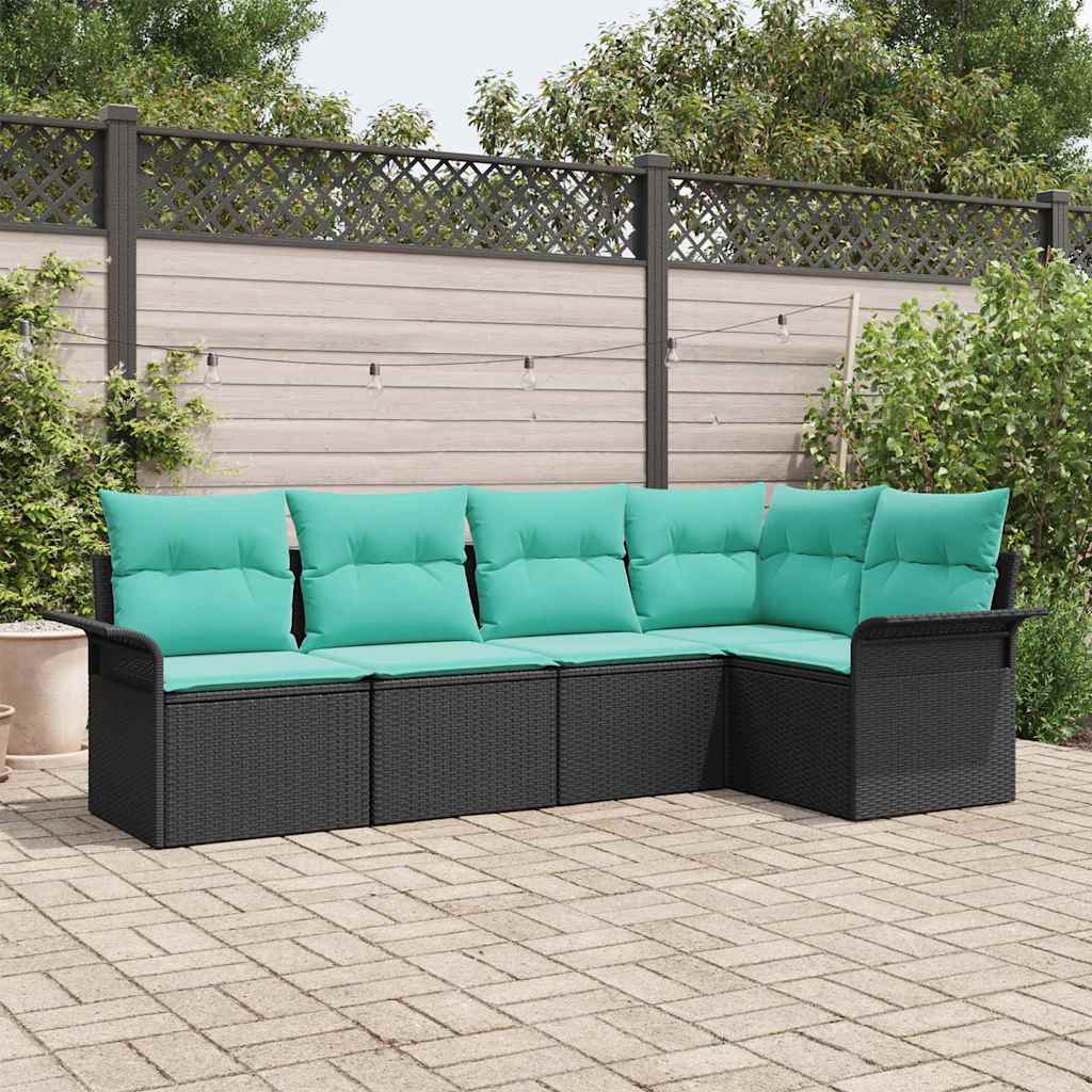 vidaXL Tuin Sofa Set met opslag 5 pcs Bruin poly rattan