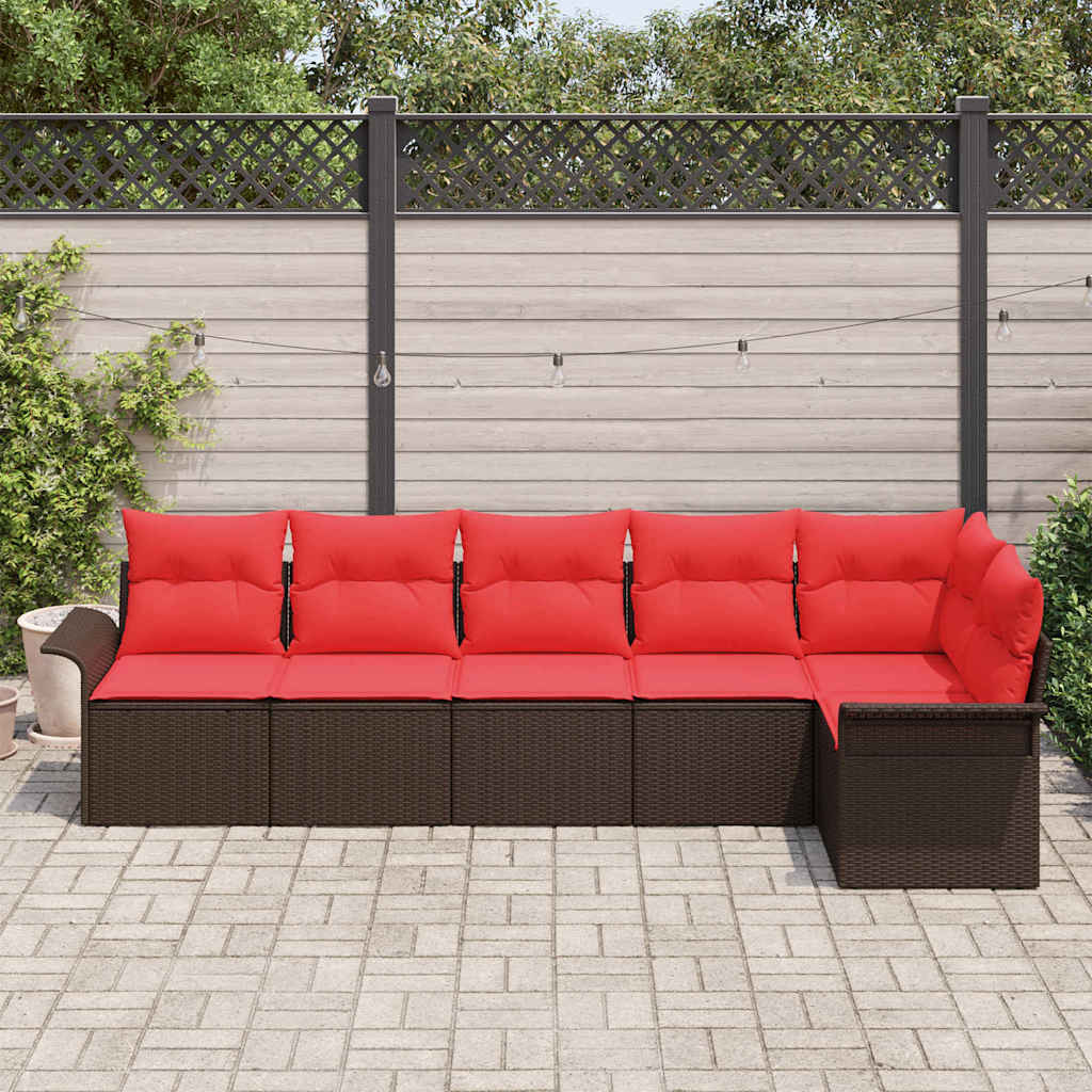 vidaXL Tuin Sofa Set met opslag 6 pcs Bruin poly rattan