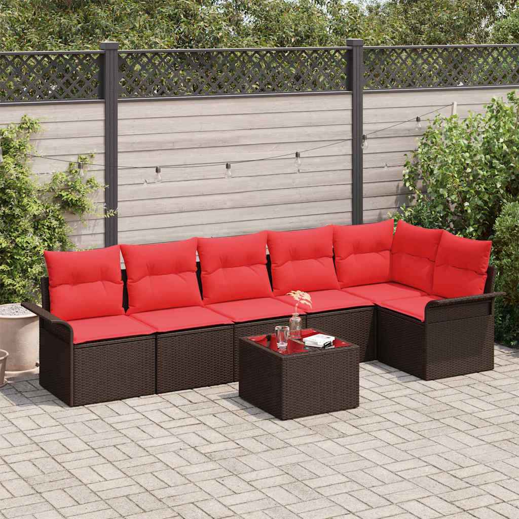 vidaXL Tuin Sofa Set met opslag 6 pcs Bruin poly rattan