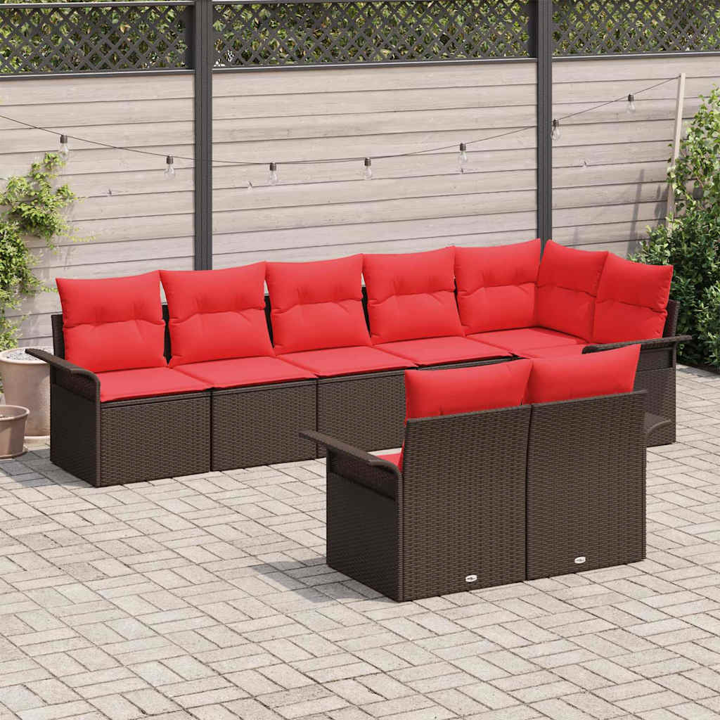 vidaXL Tuin Sofa Set met opslag 8 pcs Bruin poly rattan
