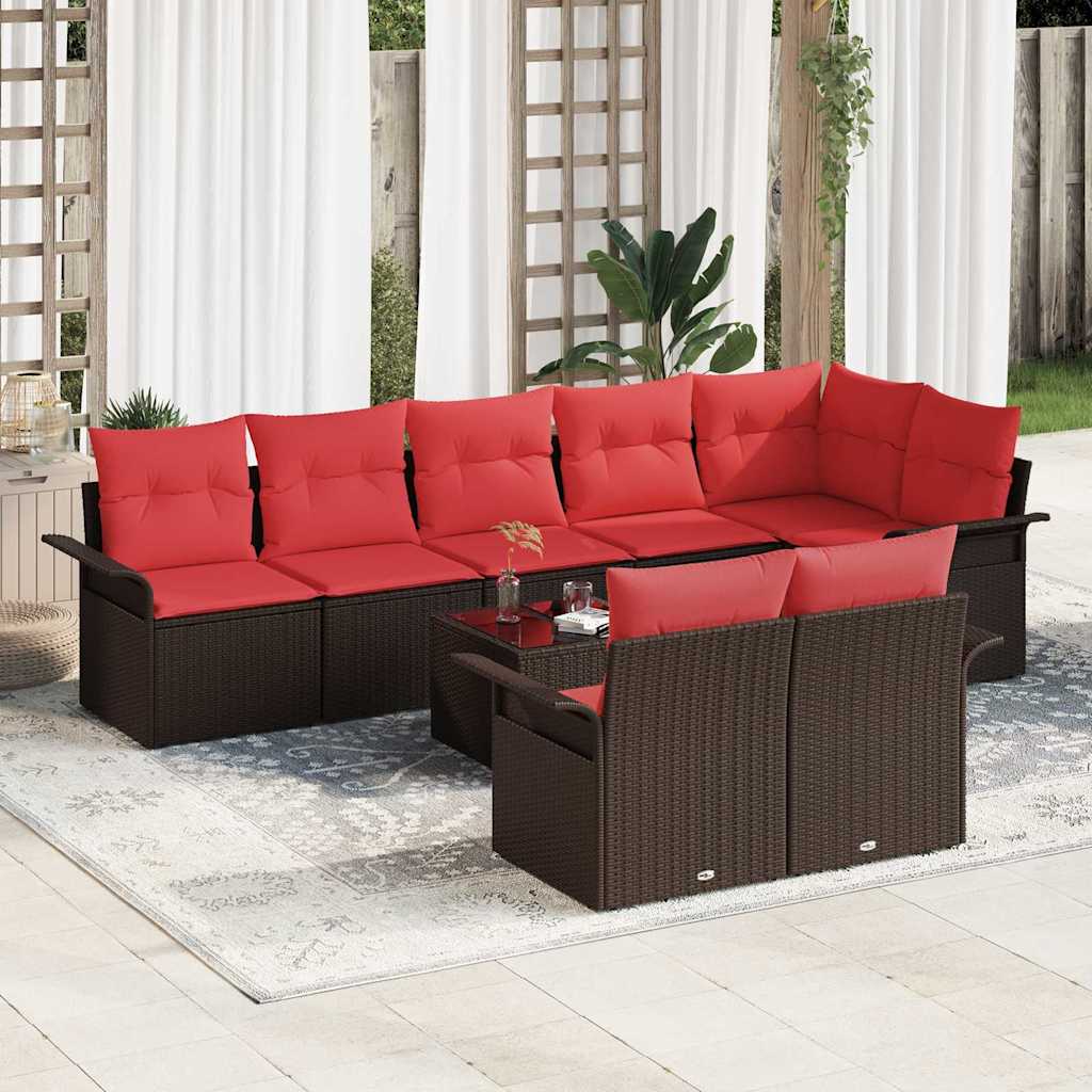 vidaXL Tuin Sofa Set met opslag 8 pcs Bruin poly rattan