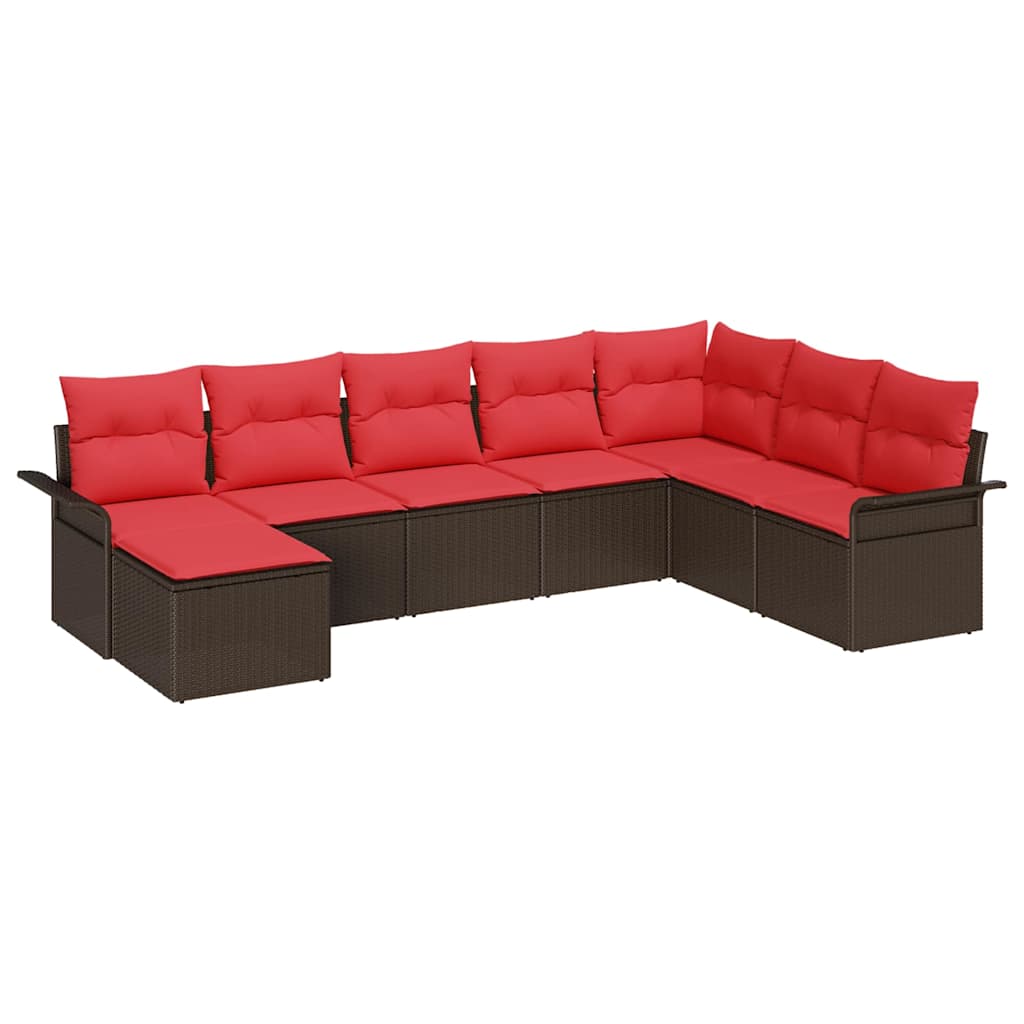 vidaXL Tuin Sofa Set met kussen met opslag 8 pcs Beige Poly riet