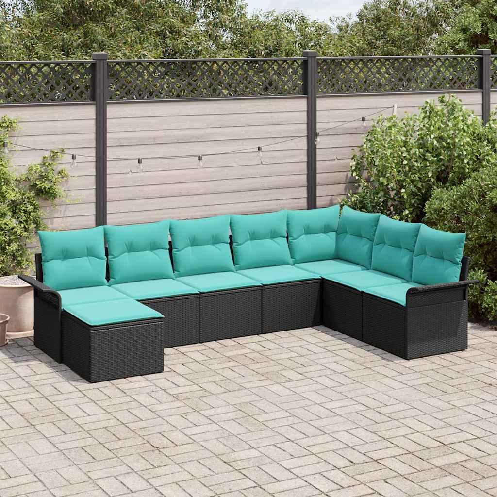 vidaXL Tuin Sofa Set met kussen met opslag 8 pcs Beige Poly riet