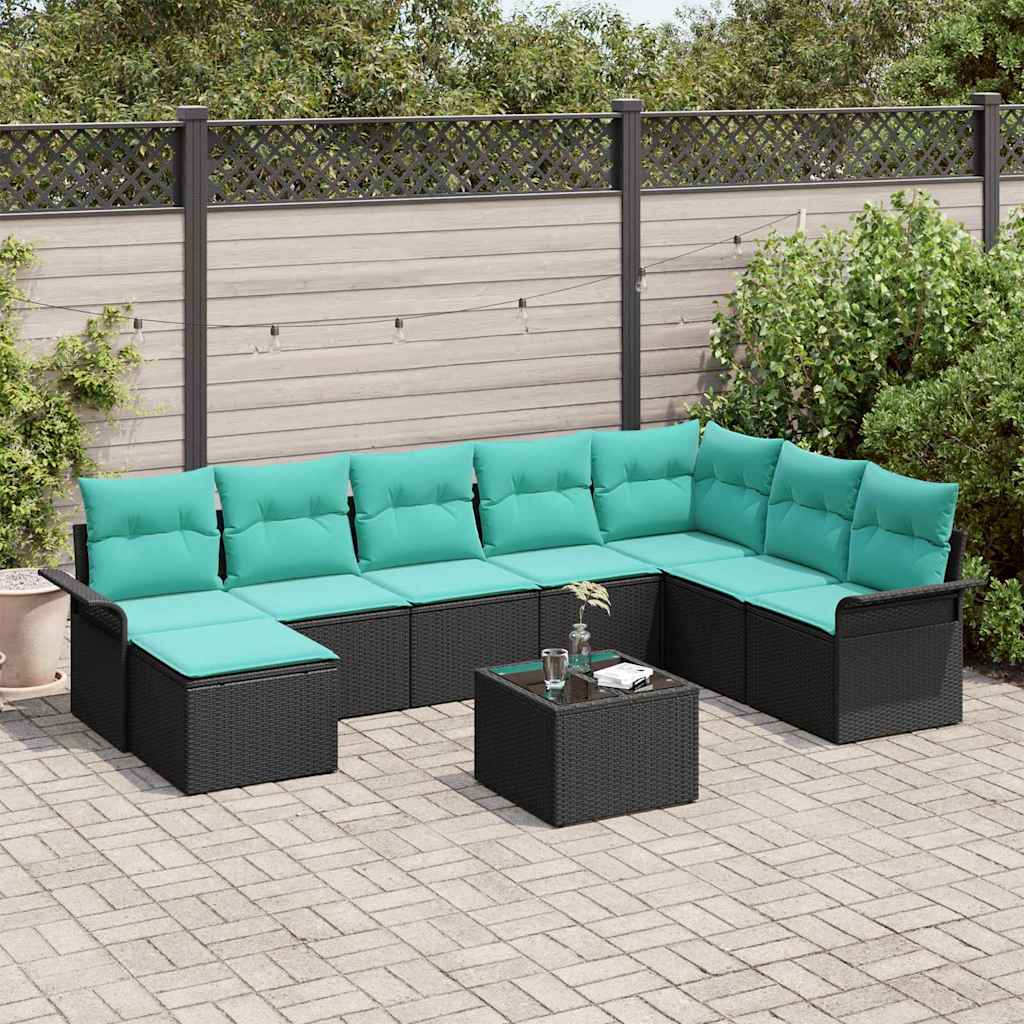 vidaXL Tuin Sofa Set met kussen met opslag 8 pcs Beige Poly riet