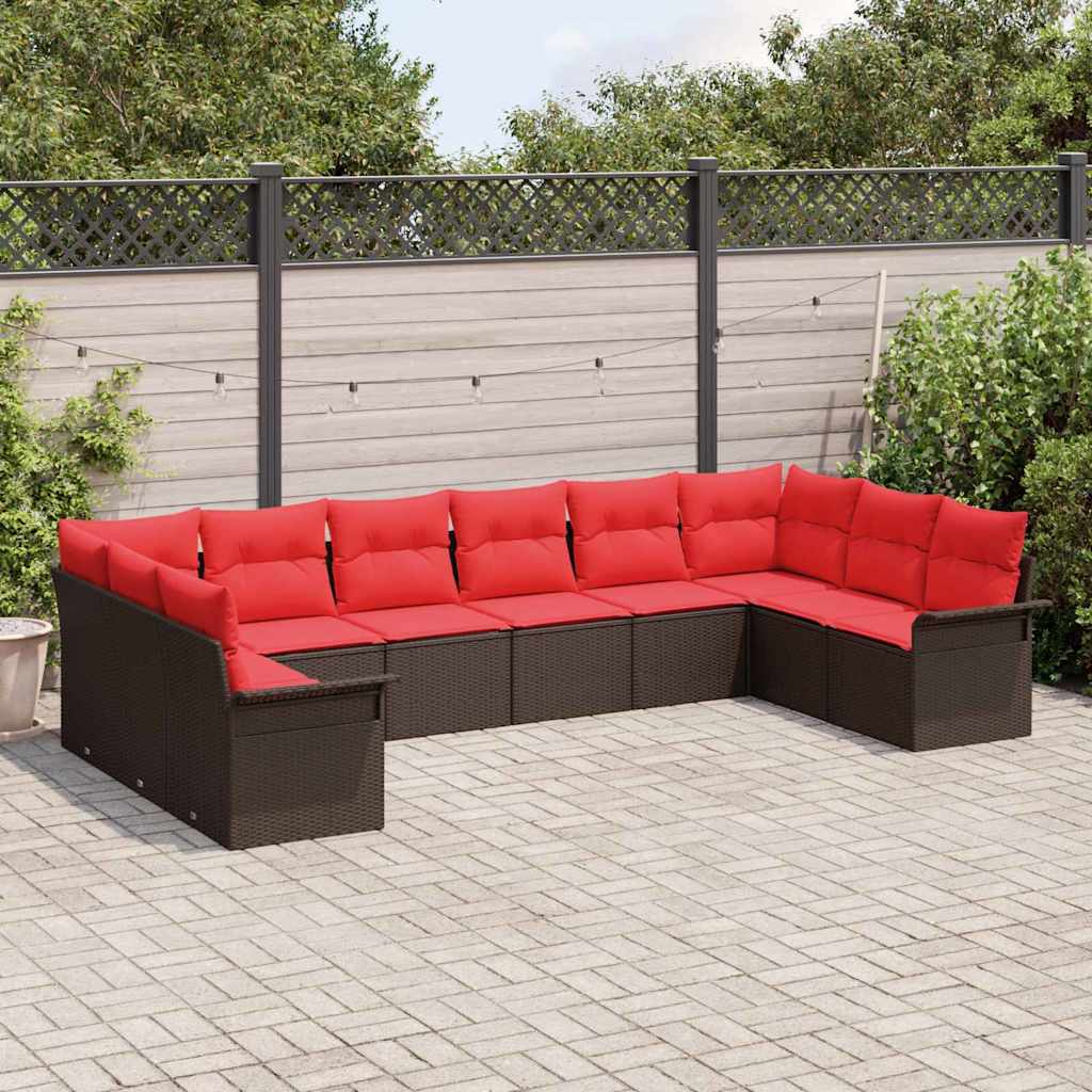 vidaXL Tuin Sofa Set met opslag 10 pcs Beige poly rattan