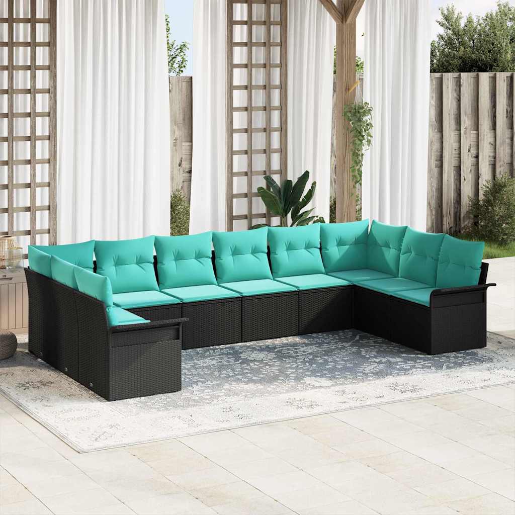 vidaXL Tuin Sofa Set met opslag 10 pcs Beige poly rattan