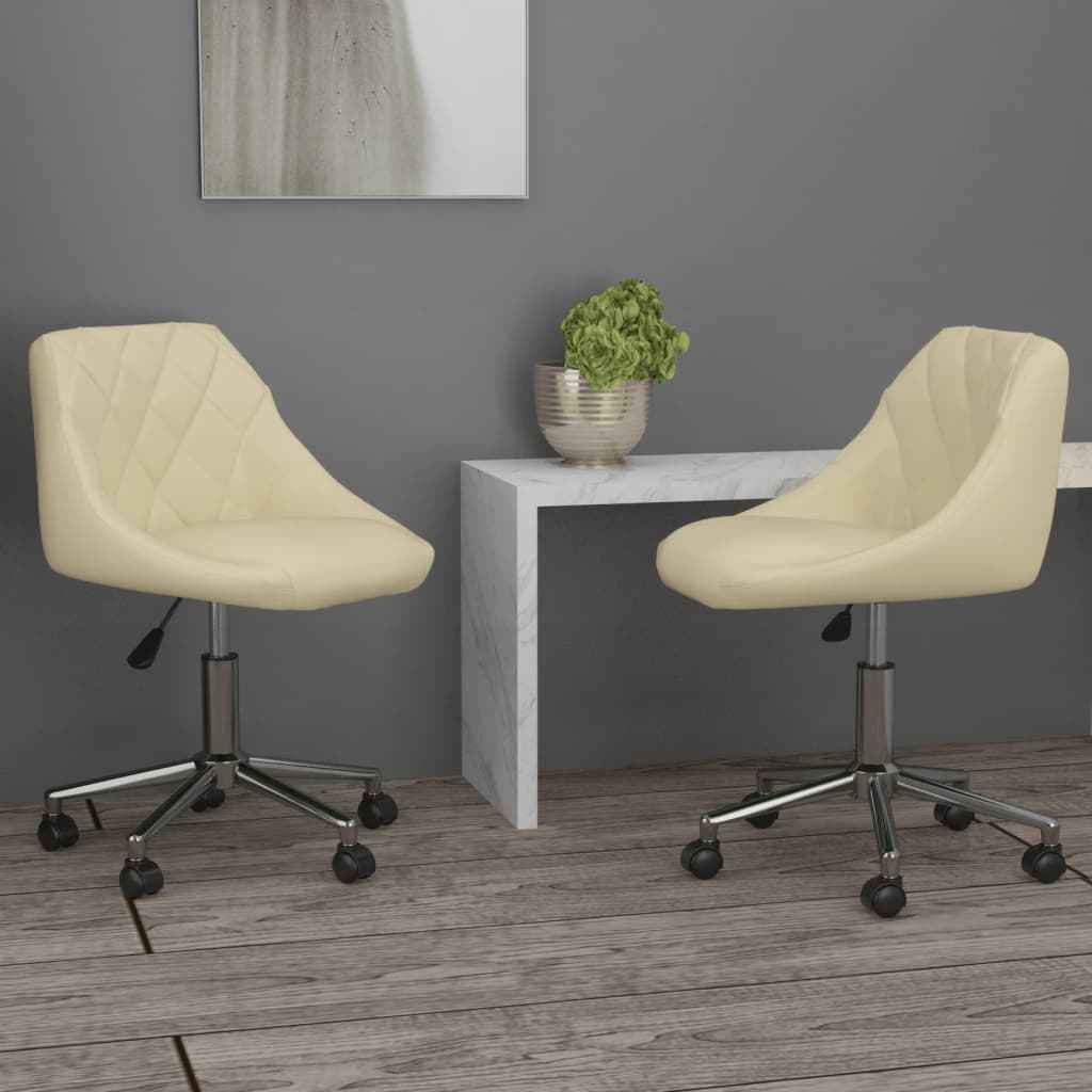 vidaXL Eetkamerstoelen draaibaar 2 st kunstleer wit