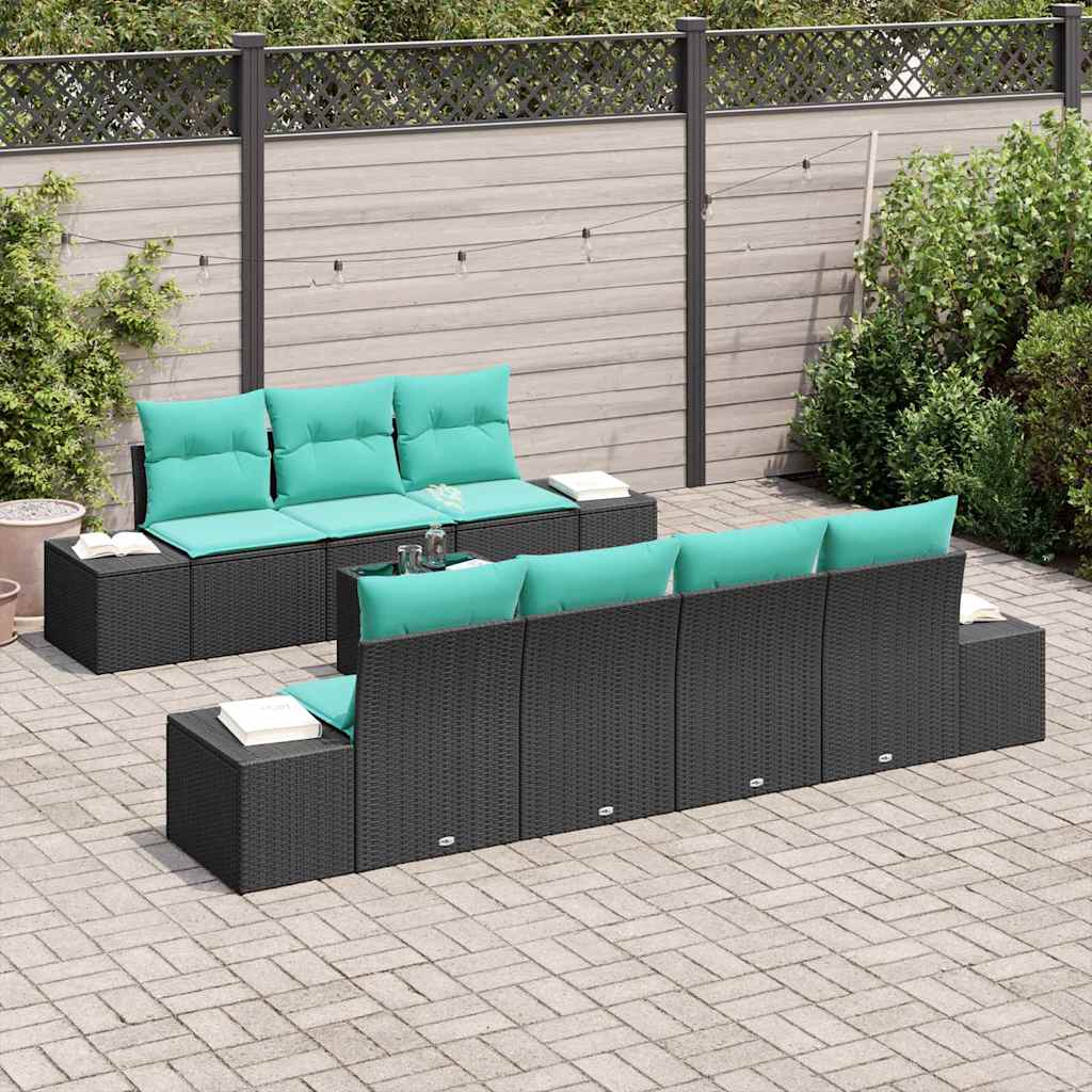 vidaXL Tuin Sofa Set 8 st Beige en Rood poly rattan