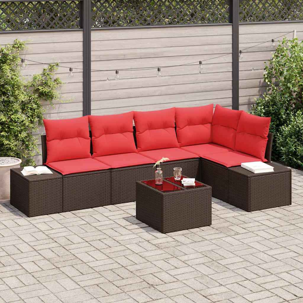 vidaXL Tuinbankenset 5 st Bruin en Rood poly rattan