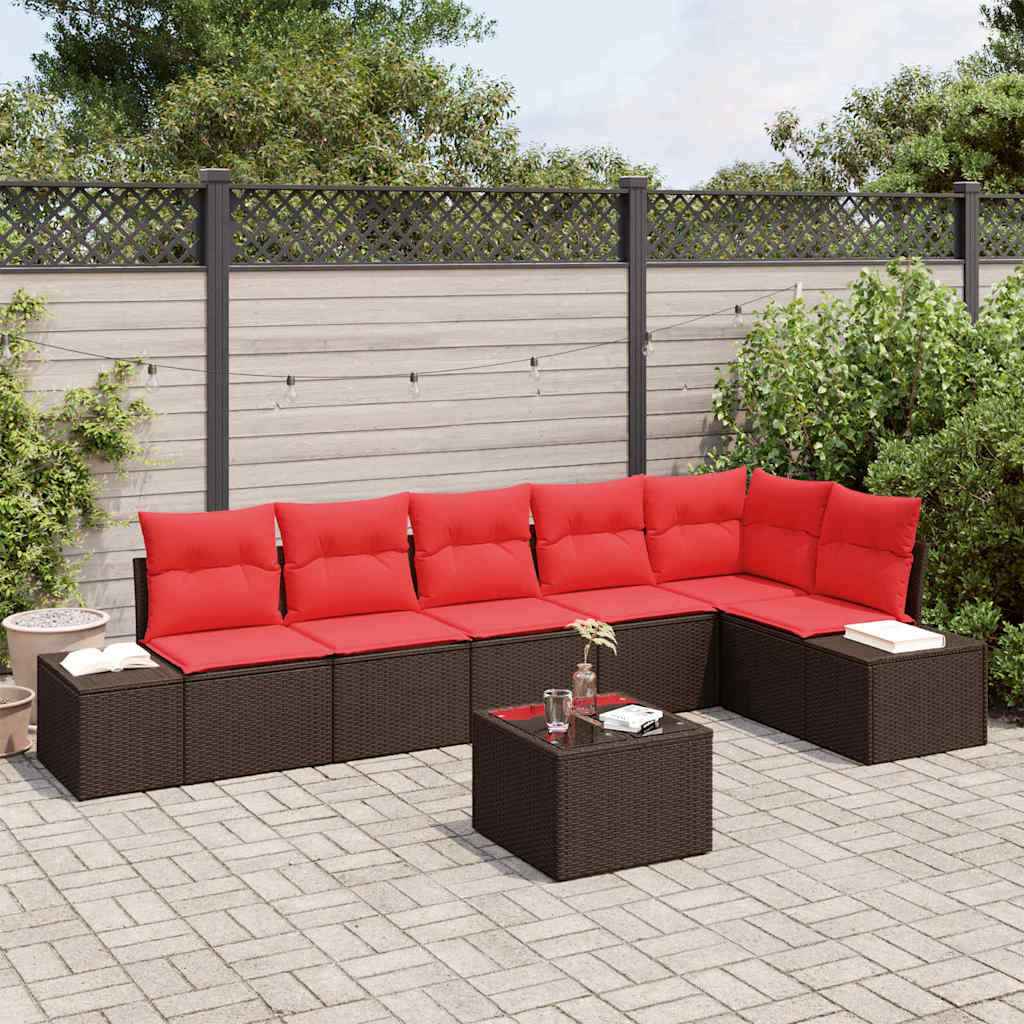 vidaXL Tuinbankenset 6 st Bruin en Rood poly rattan