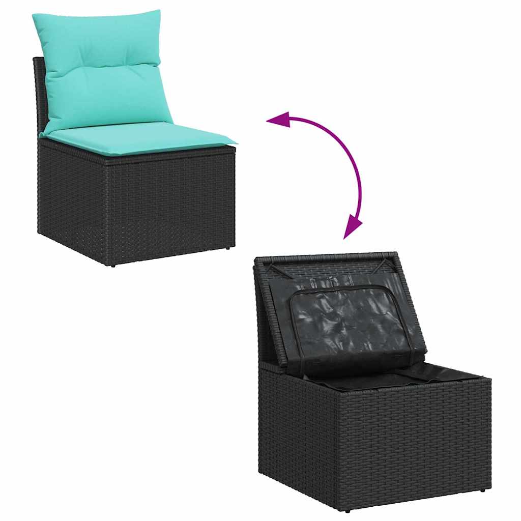 vidaXL Tuinbankenset 7 st Bruin en Rood poly rattan