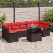 vidaXL Tuin Sofa Set met kussen met opslag 8 pcs Bruin Poly Rattan