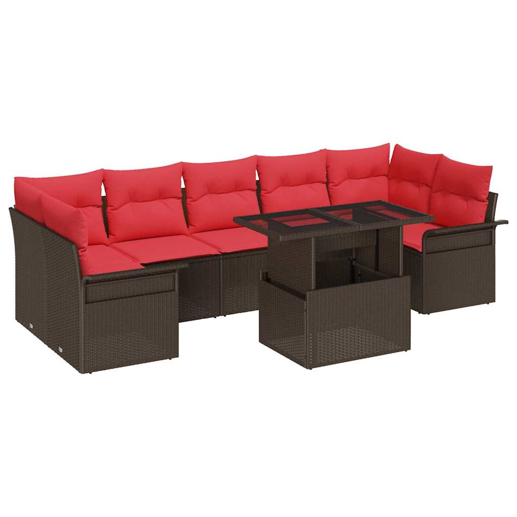 vidaXL Tuin Sofa Set met kussen met opslag 8 pcs Bruin Poly Rattan