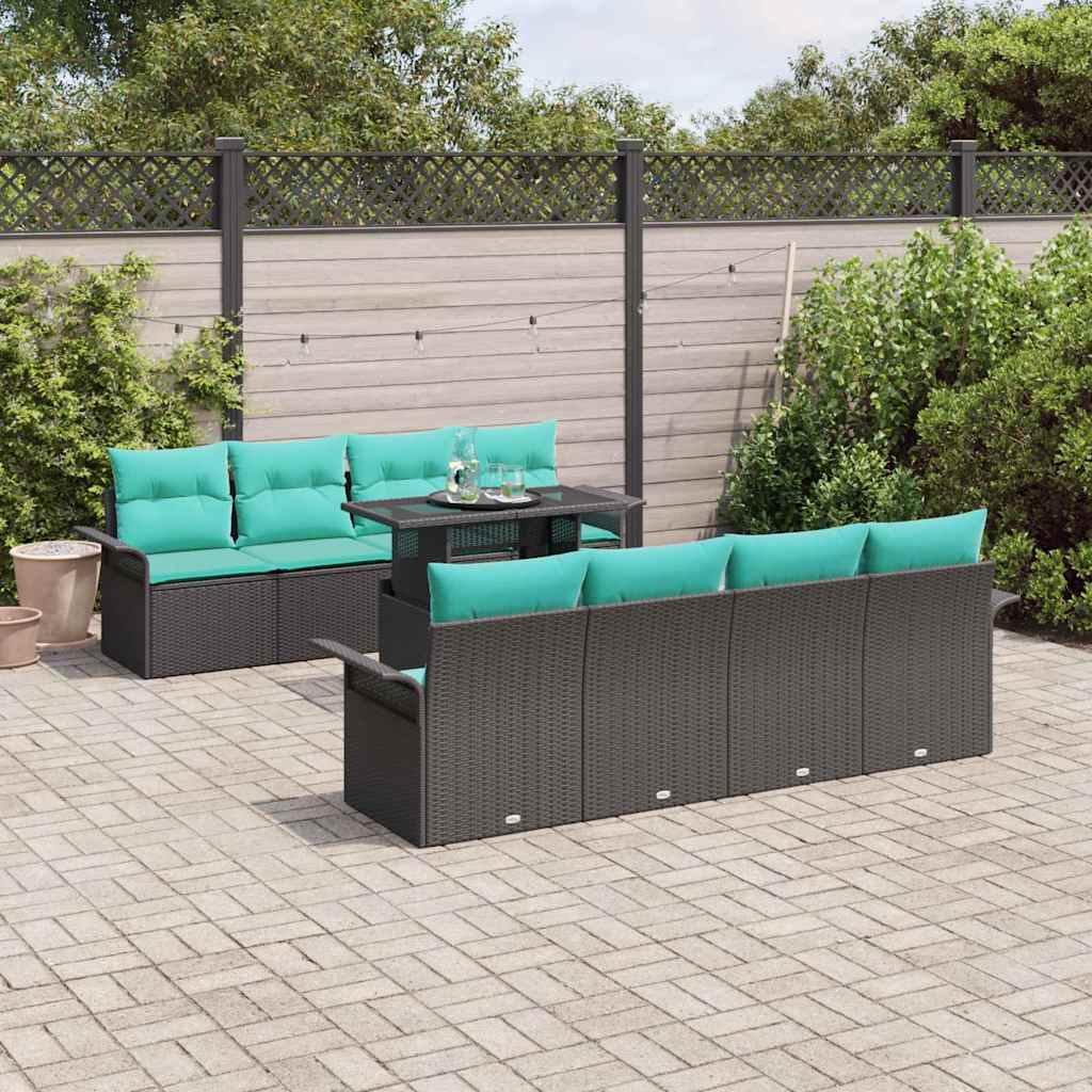 vidaXL Tuin Sofa Set met kussen met opslag 9 pcs Bruin Poly Rattan