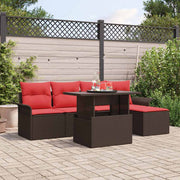 vidaXL Tuin Sofa Set met kussen met opslag 6 pcs Bruin Poly riet