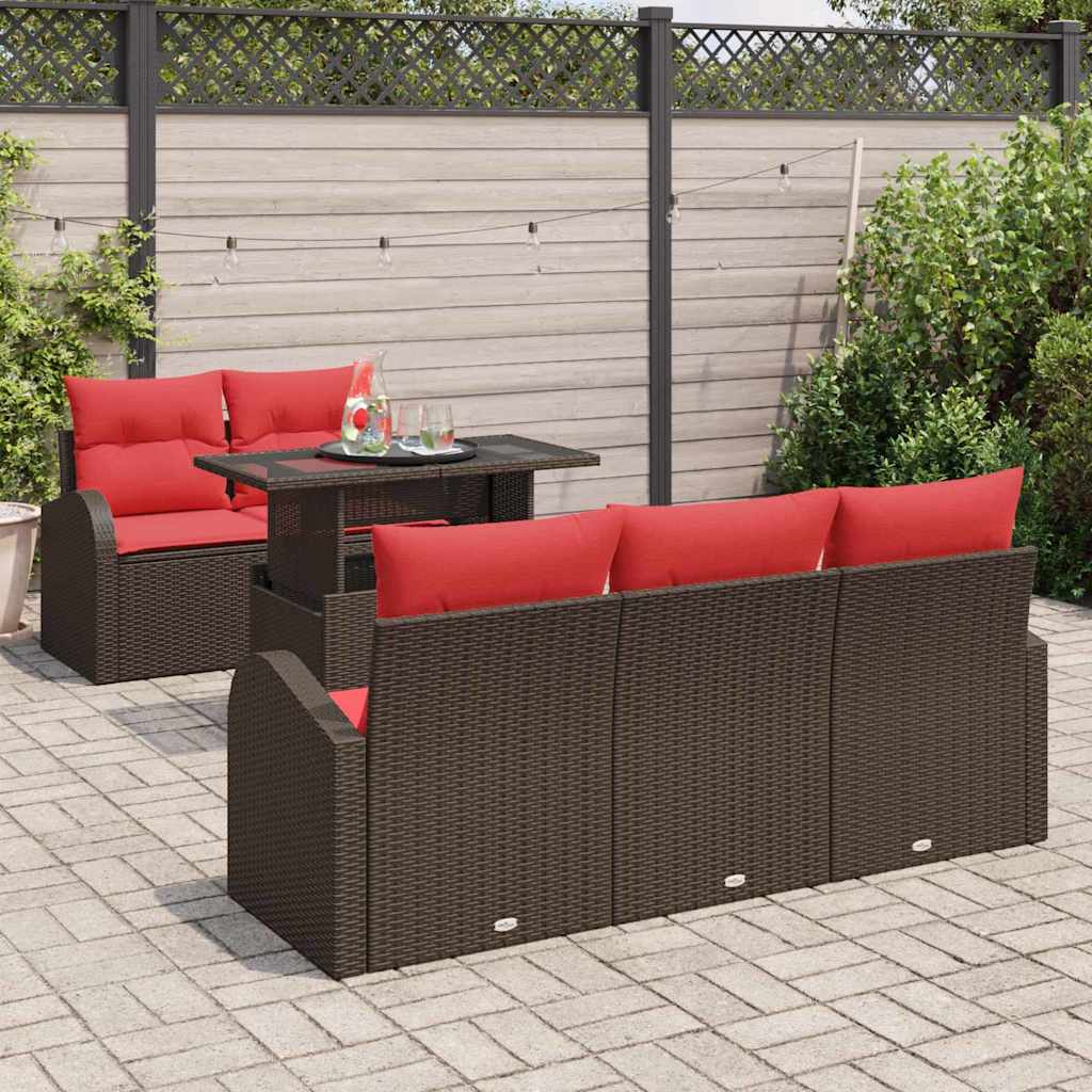 vidaXL Tuin Sofa Set met kussen met opslag 6 pcs Bruin Poly Rattan