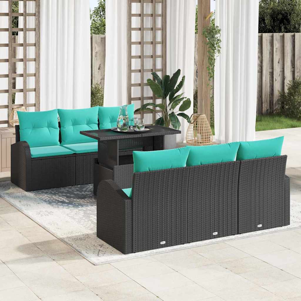 vidaXL Tuin Sofa Set met kussen met opslag 7 pcs Bruin Poly Rattan