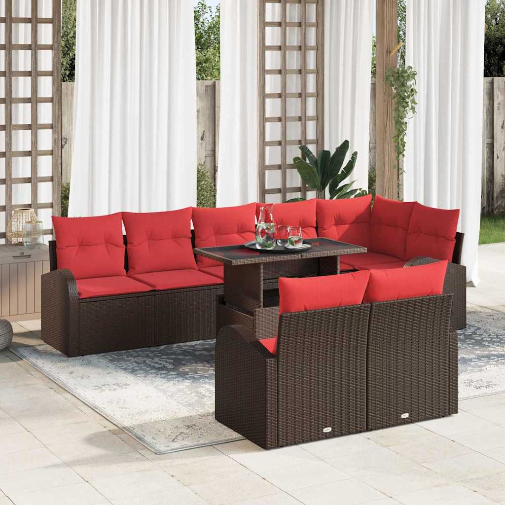 vidaXL Tuin Sofa Set met opslag 9 pcs Bruin Poly riet