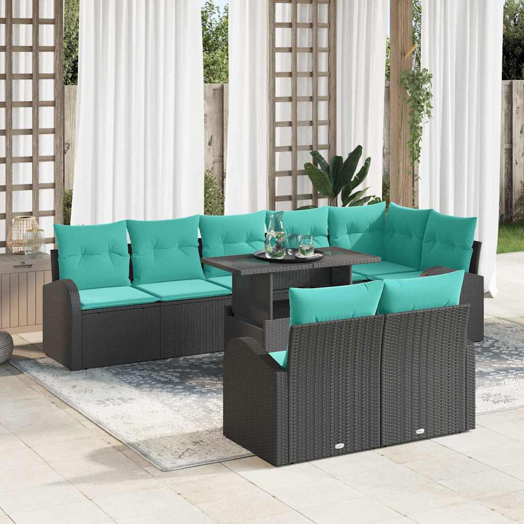 vidaXL Tuin Sofa Set met opslag 9 pcs Bruin Poly riet